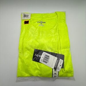 Carhartt XL Mens Workwear T‎ Shirt Hi Vis Neon Yellow Short Sleeve Polyester